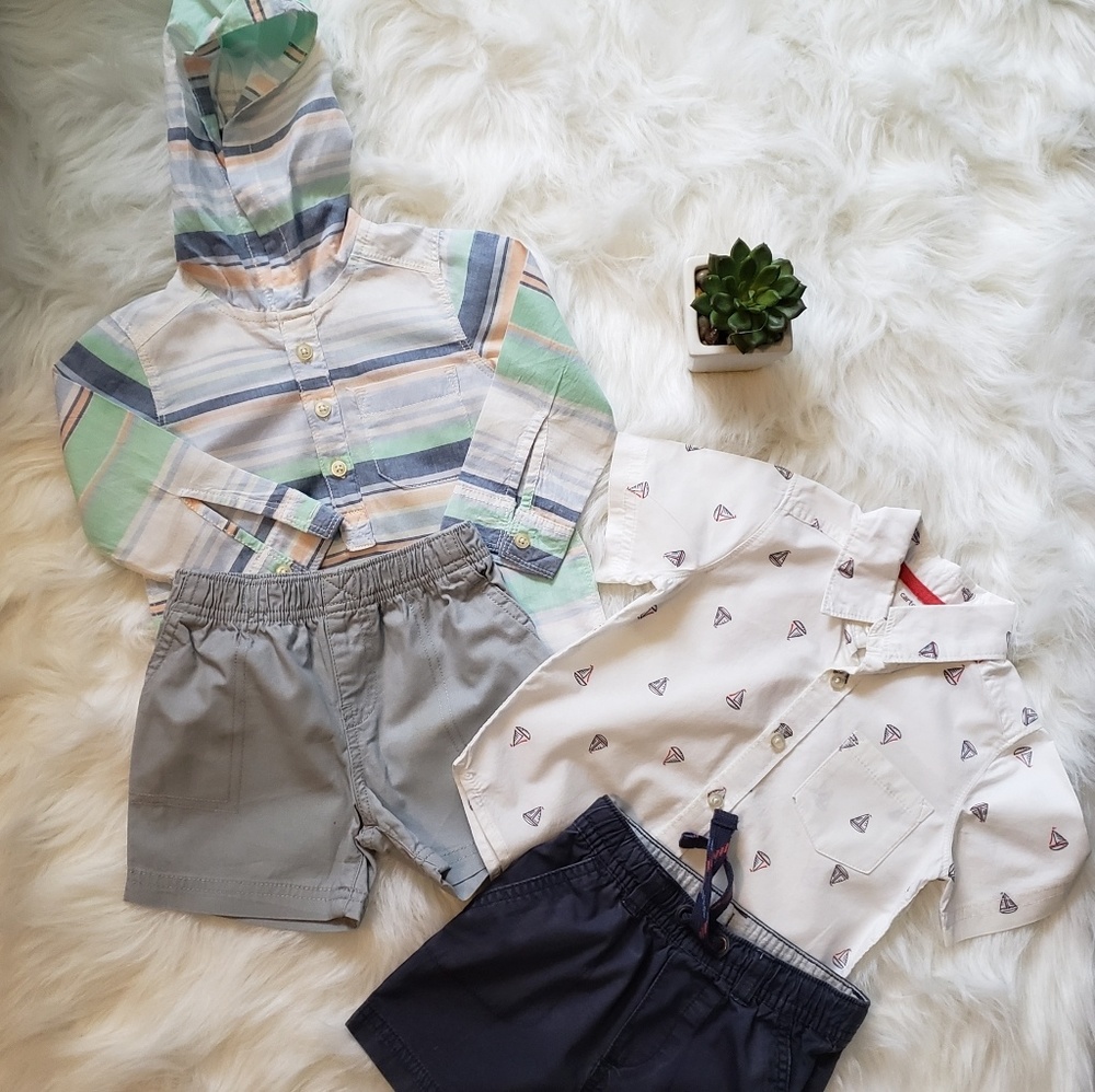 Boys lot 2 tops 2 pair of shorts